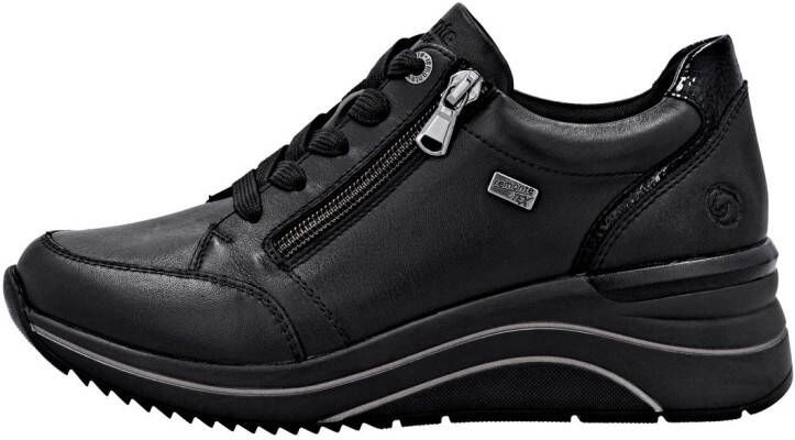 Remonte Sneakers met sleehak vrijetijdsschoen lage schoen veterschoen met goudkleurige logo-hanger