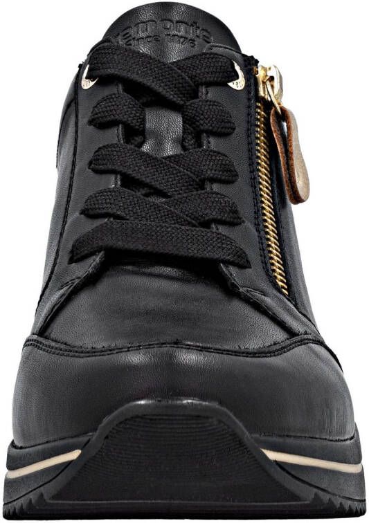 Remonte Sneakers met sleehak vrijetijdsschoen lage schoen veterschoen met goudkleurige logo-hanger