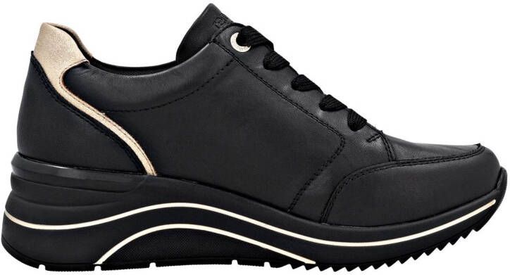 Remonte Sneakers met sleehak vrijetijdsschoen lage schoen veterschoen met goudkleurige logo-hanger