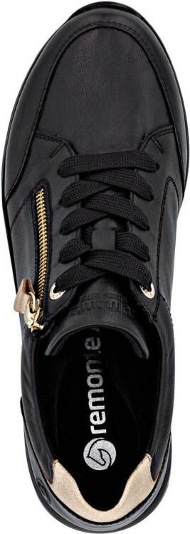 Remonte Sneakers met sleehak vrijetijdsschoen lage schoen veterschoen met goudkleurige logo-hanger