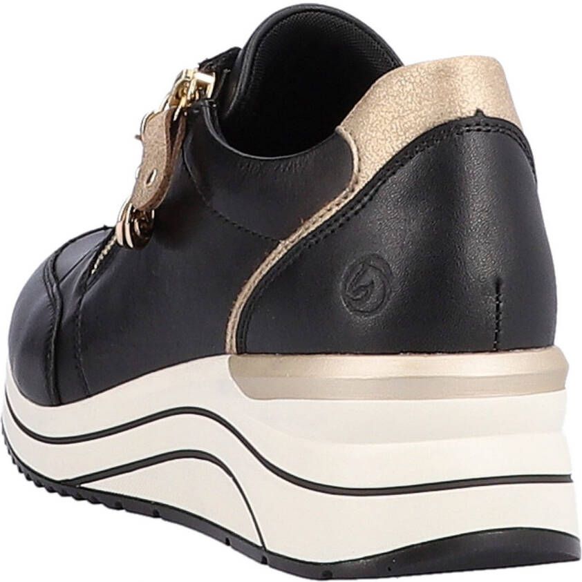 Remonte Sneakers met sleehak vrijetijdsschoen lage schoen veterschoen met goudkleurige logo-hanger