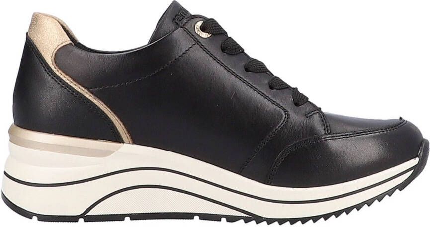 Remonte Sneakers met sleehak vrijetijdsschoen lage schoen veterschoen met goudkleurige logo-hanger