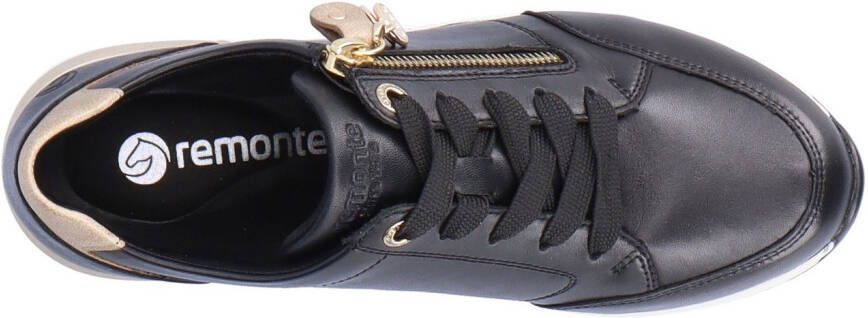 Remonte Sneakers met sleehak vrijetijdsschoen lage schoen veterschoen met goudkleurige logo-hanger