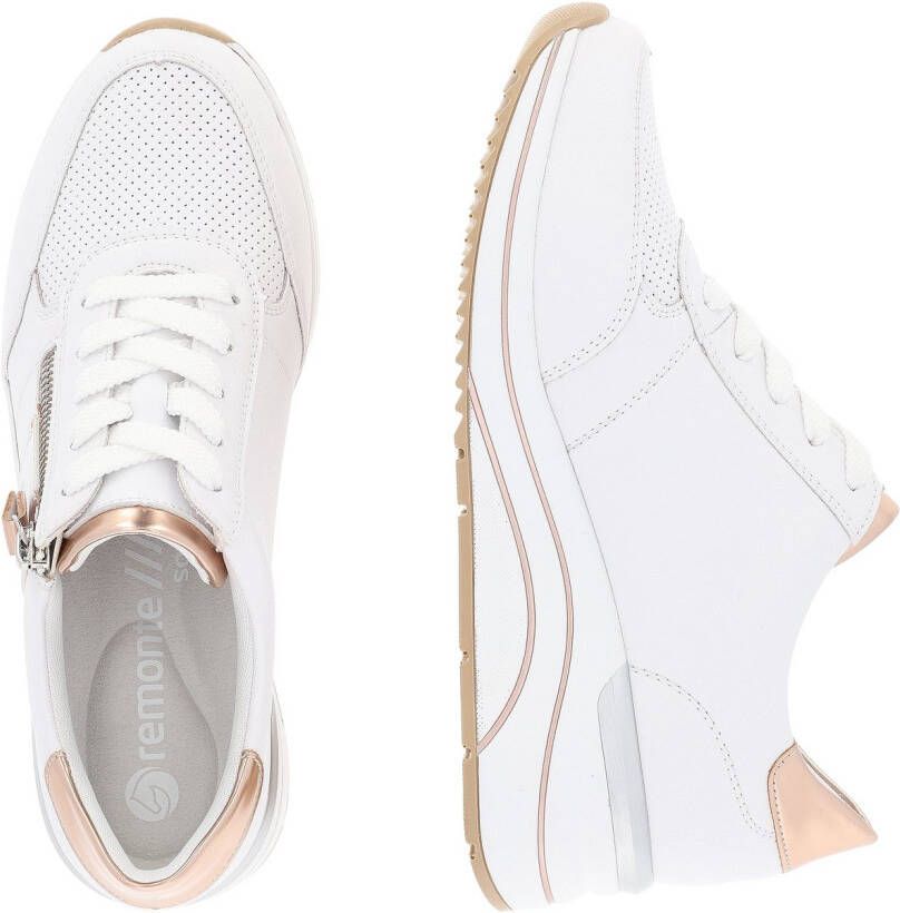 Remonte Sneakers met sleehak vrijetijdsschoen lage schoen veterschoen met metallic contrastaccenten