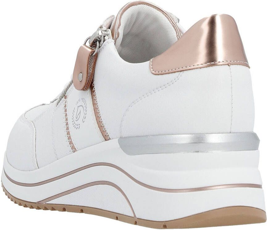 Remonte Sneakers met sleehak vrijetijdsschoen lage schoen veterschoen met metallic contrastaccenten