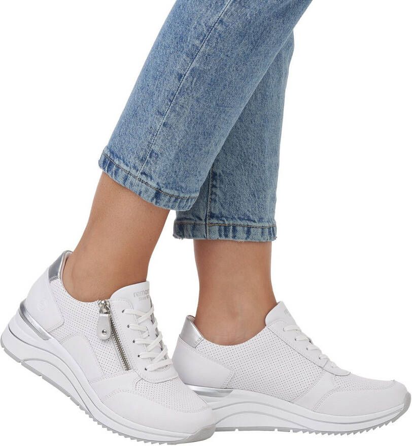 Remonte Sneakers met sleehak vrijetijdsschoen lage schoen veterschoen met schachtversteviging