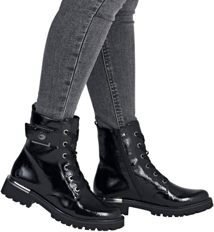 Remonte Veterlaarsjes blokhak veterschoenen in krokodillenlook binnenrits