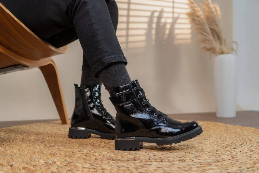 Remonte Veterlaarsjes blokhak veterschoenen in krokodillenlook binnenrits
