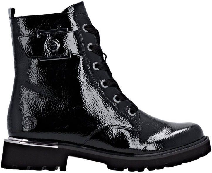 Remonte Veterlaarsjes blokhak veterschoenen in krokodillenlook binnenrits