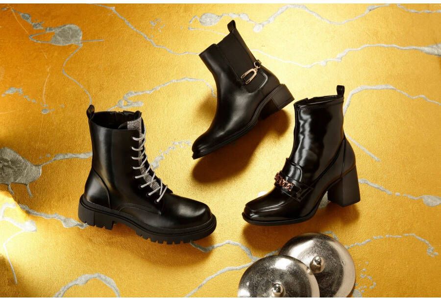 Remonte Veterlaarsjes blokhak veterschoenen in krokodillenlook binnenrits