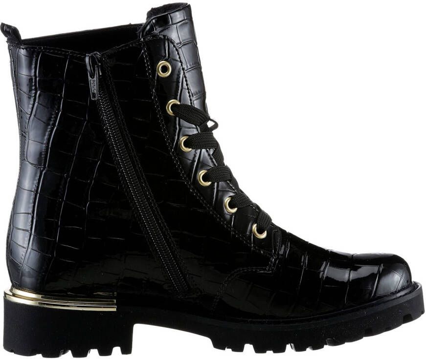 Remonte Veterlaarsjes blokhak veterschoenen in krokodillenlook binnenrits