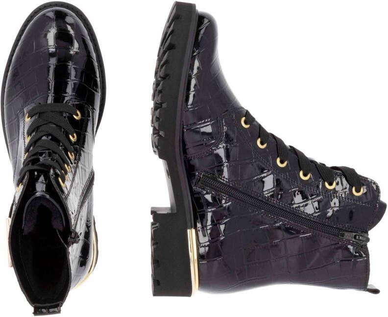 Remonte Veterlaarsjes blokhak veterschoenen in krokodillenlook binnenrits