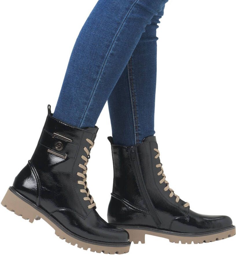 Remonte Veterlaarsjes Elisabeth Hurley-Collection blokhak veterschoen met praktische binnenrits