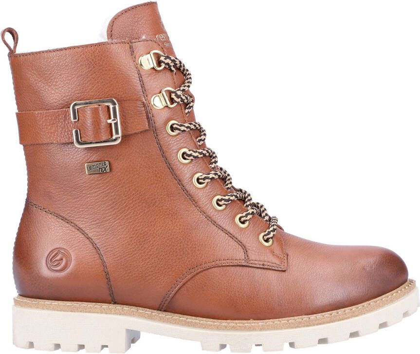 Remonte Winterlaarzen blokhak veterschoenen outdoorschoen met decoratieve gesp