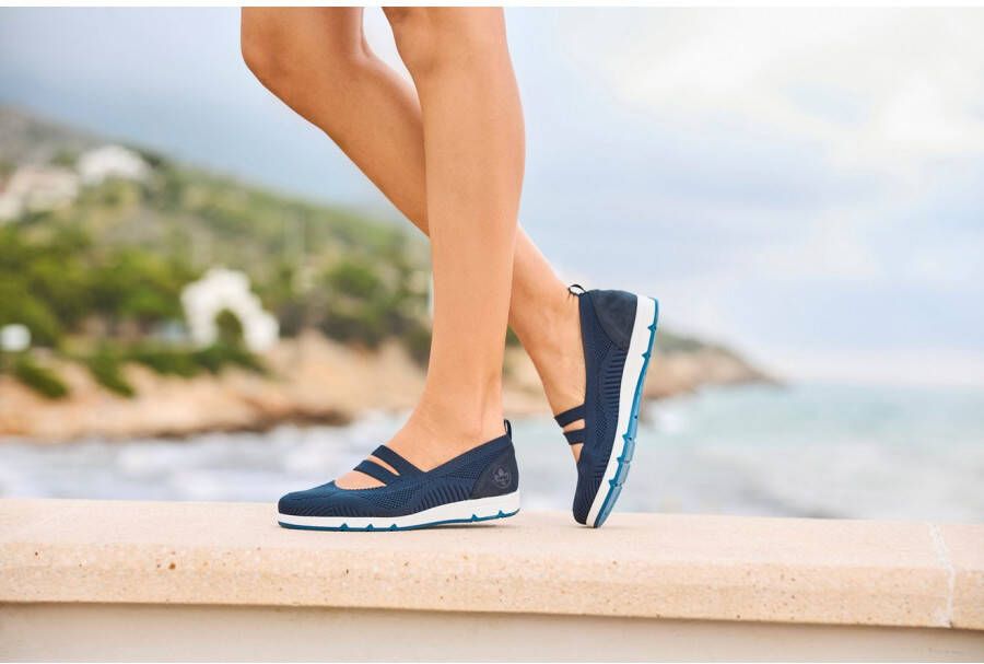 Rieker Ballerina's met riempje instapschoen lage schoen slip-on sneaker met elastiek