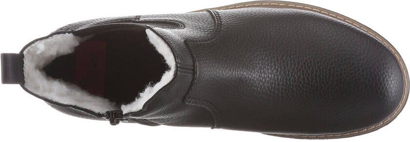Rieker Chelsea-boots enkellaarsjes boots blokhak met structuur op het bovenmateriaal