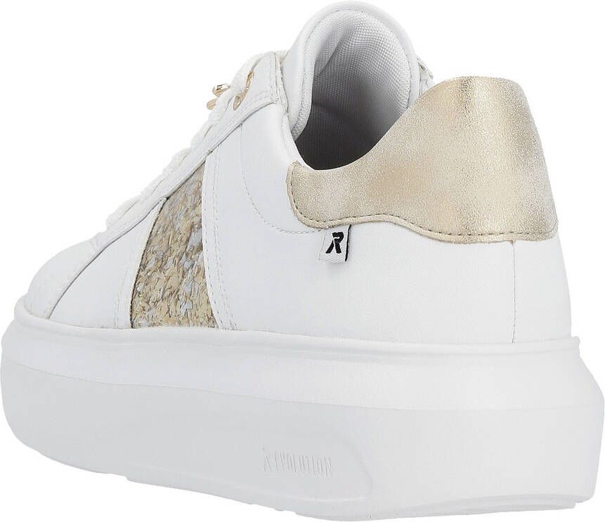 Rieker Trendy witte leren sneakers met gouden libelledetail White Dames - Foto 8