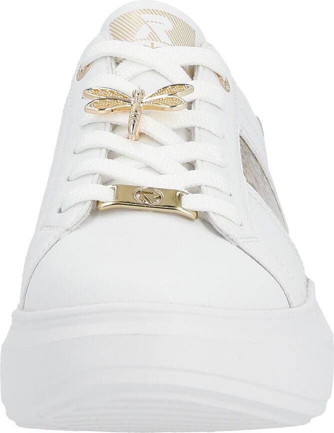 Rieker Trendy witte leren sneakers met gouden libelledetail White Dames - Foto 9