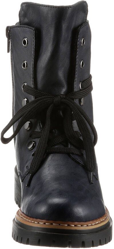 Rieker Hoge veterschoenen enkellaarsjes profielzool blokhak met casual vetersluiting