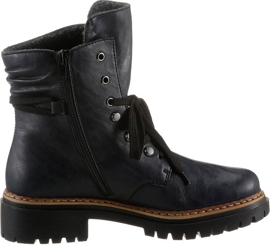 Rieker Hoge veterschoenen enkellaarsjes profielzool blokhak met casual vetersluiting