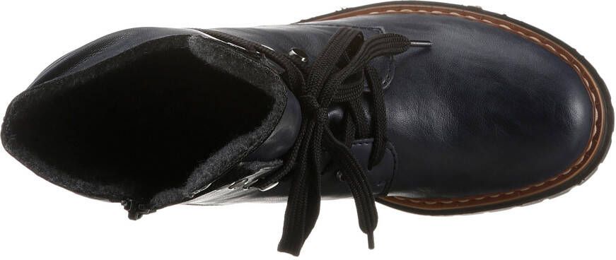 Rieker Hoge veterschoenen enkellaarsjes profielzool blokhak met casual vetersluiting