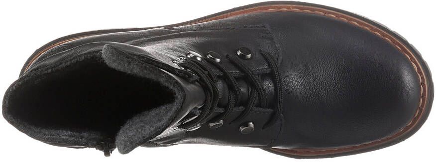 Rieker Hoge veterschoenen enkellaarsjes profielzool blokhak met casual vetersluiting