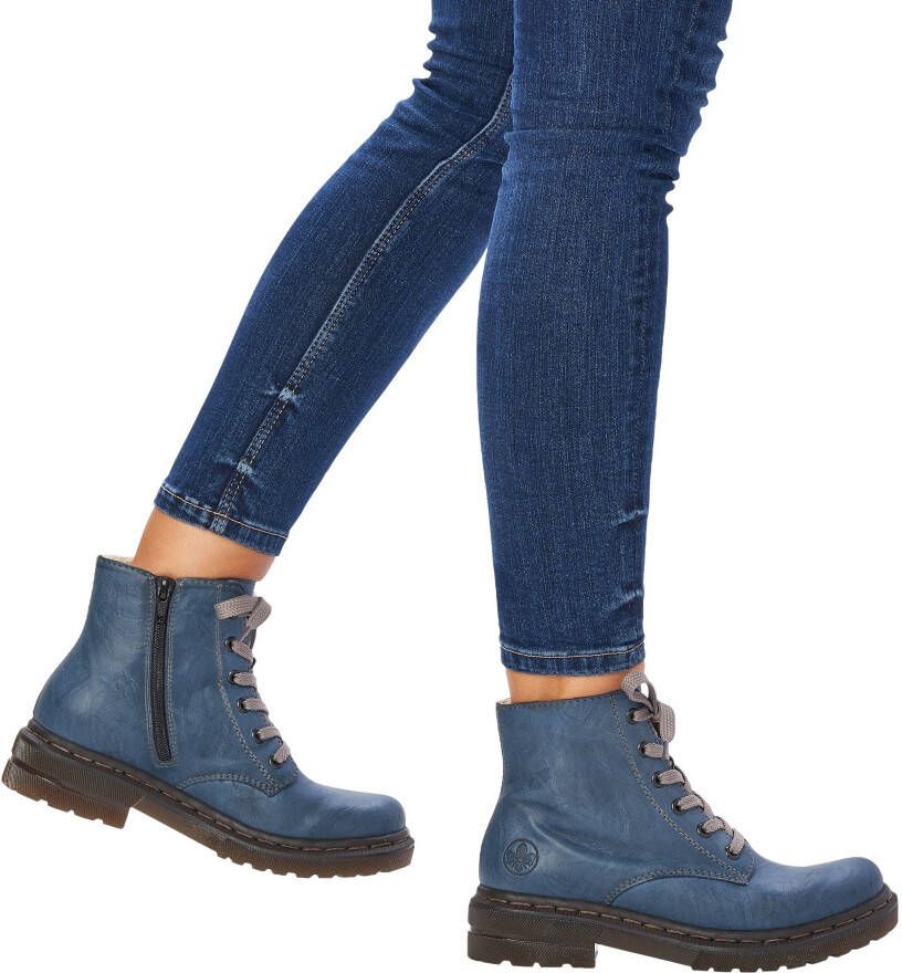 Rieker Hoge veterschoenen veterschoen blokhak met logo-embossing