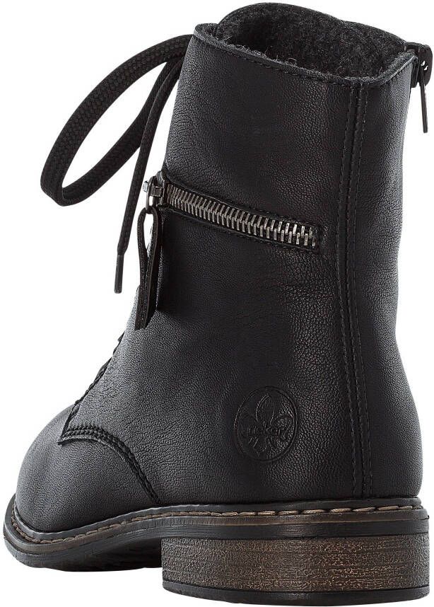 Rieker Hoge veterschoenen veterschoen blokhak met decoratieve rits aan de buitenkant
