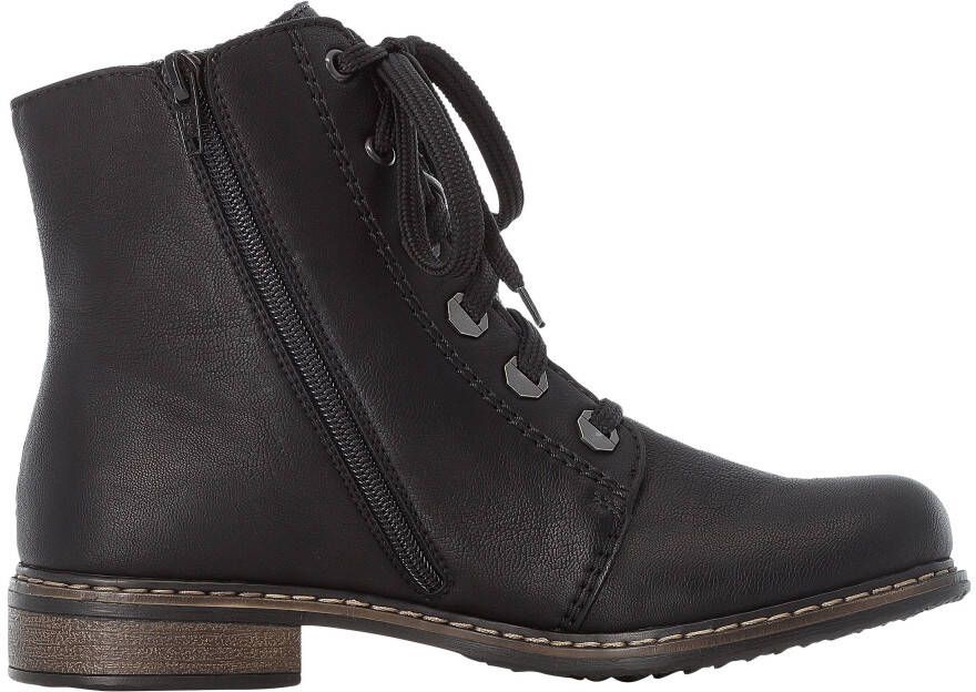Rieker Hoge veterschoenen veterschoen blokhak met decoratieve rits aan de buitenkant