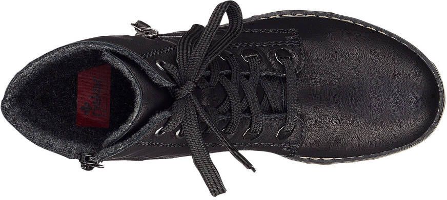 Rieker Hoge veterschoenen veterschoen blokhak met decoratieve rits aan de buitenkant