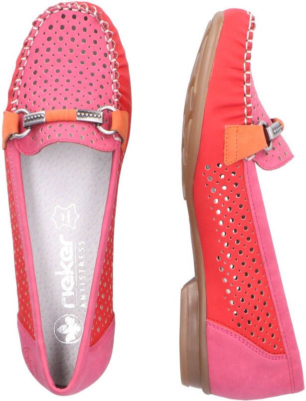 Rieker Instappers moccasin loafer zomerschoen met luchtige perforatie