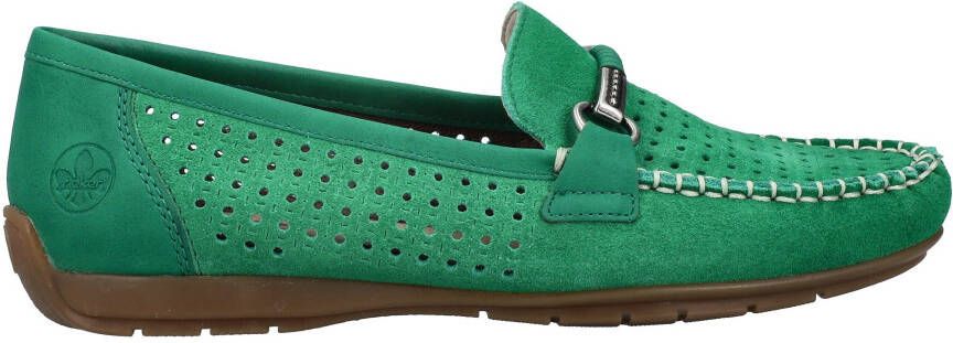 Rieker Instappers moccasin loafer zomerschoen met siernaad