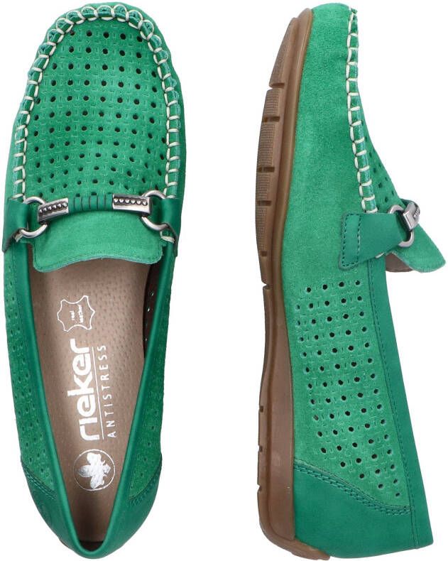 Rieker Instappers moccasin loafer zomerschoen met siernaad