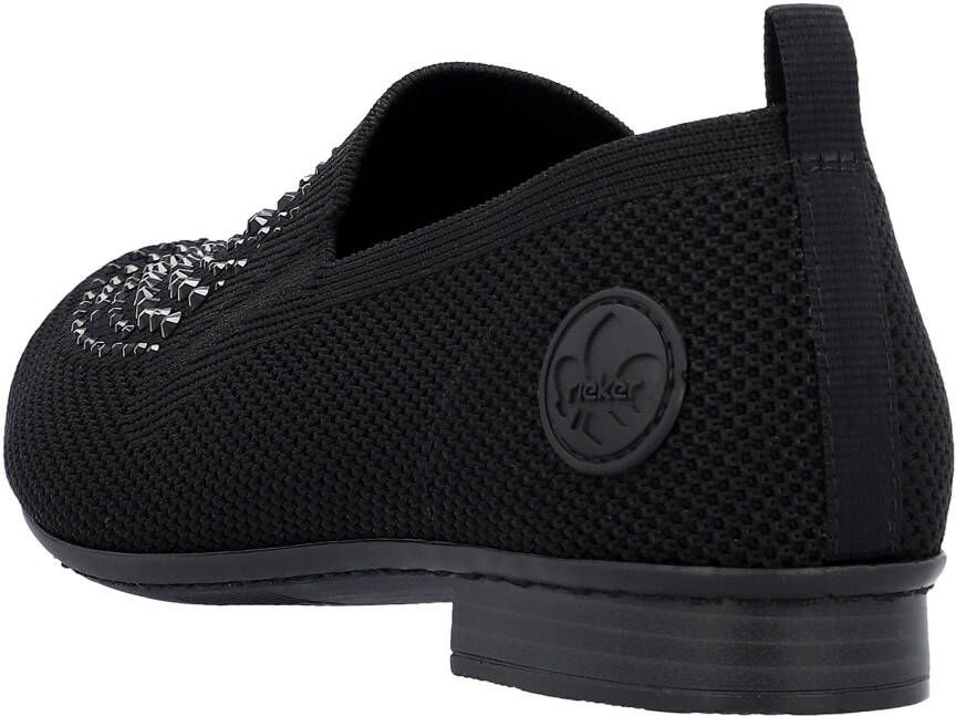 Rieker Instappers Loafer zakelijke schoen versierd met strass-steentjes