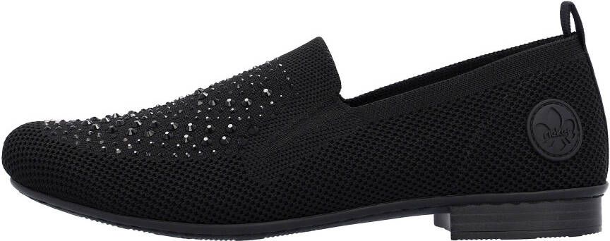 Rieker Instappers Loafer zakelijke schoen versierd met strass-steentjes