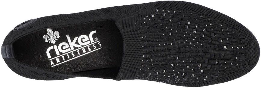 Rieker Instappers Loafer zakelijke schoen versierd met strass-steentjes