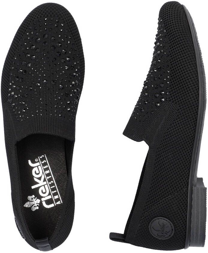 Rieker Instappers Loafer zakelijke schoen versierd met strass-steentjes