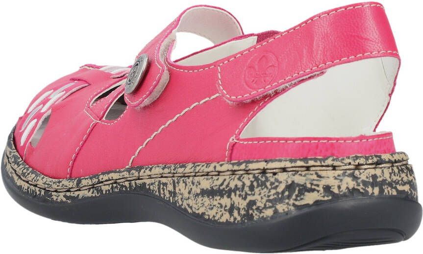 Rieker Klittenbandschoenen zomerschoen sleehak sandaal met bandjes met contrasterende stiksels