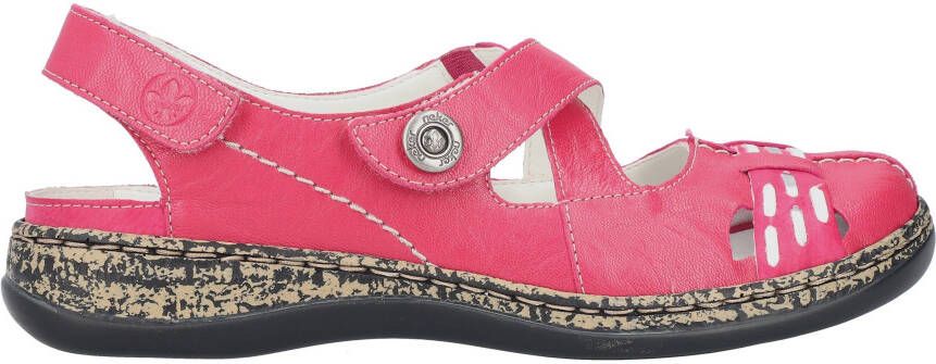 Rieker Klittenbandschoenen zomerschoen sleehak sandaal met bandjes met contrasterende stiksels