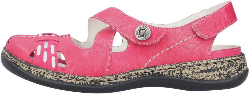 Rieker Klittenbandschoenen zomerschoen sleehak sandaal met bandjes met contrasterende stiksels