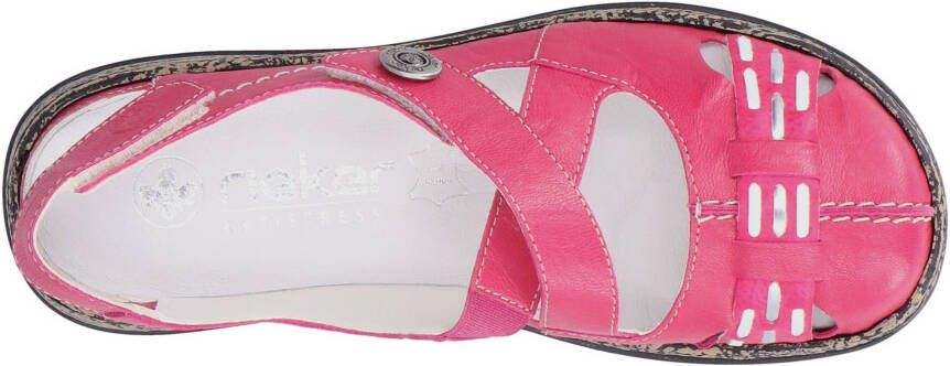 Rieker Klittenbandschoenen zomerschoen sleehak sandaal met bandjes met contrasterende stiksels