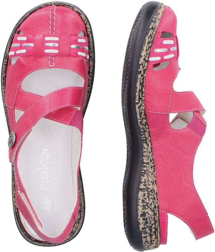 Rieker Klittenbandschoenen zomerschoen sleehak sandaal met bandjes met contrasterende stiksels