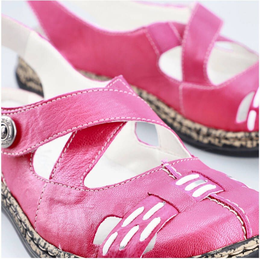 Rieker Klittenbandschoenen zomerschoen sleehak sandaal met bandjes met contrasterende stiksels