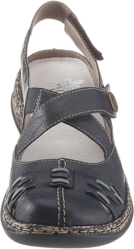 Rieker Klittenbandschoenen zomerschoen sleehak sandaal met bandjes met contrasterende stiksels - Foto 5