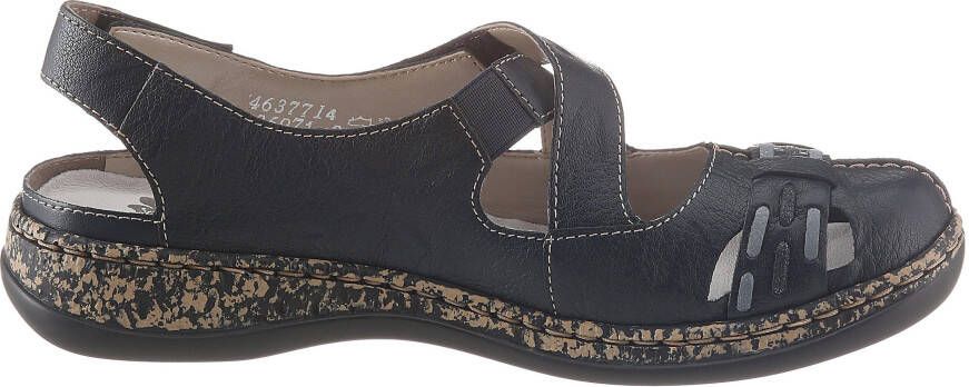 Rieker Klittenbandschoenen zomerschoen sleehak sandaal met bandjes met contrasterende stiksels - Foto 6