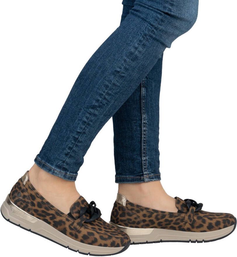 Rieker Loafers slippers slip-on sneakers lage schoen met modieuze decoratieve ketting