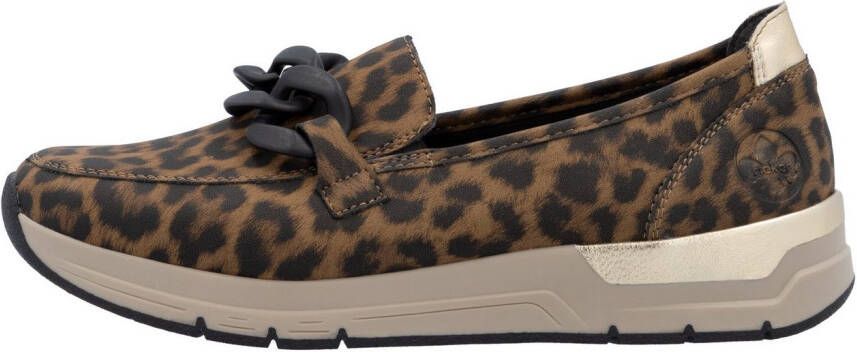 Rieker Loafers slippers slip-on sneakers lage schoen met modieuze decoratieve ketting