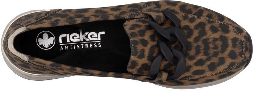 Rieker Loafers slippers slip-on sneakers lage schoen met modieuze decoratieve ketting