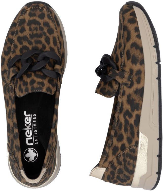 Rieker Loafers slippers slip-on sneakers lage schoen met modieuze decoratieve ketting