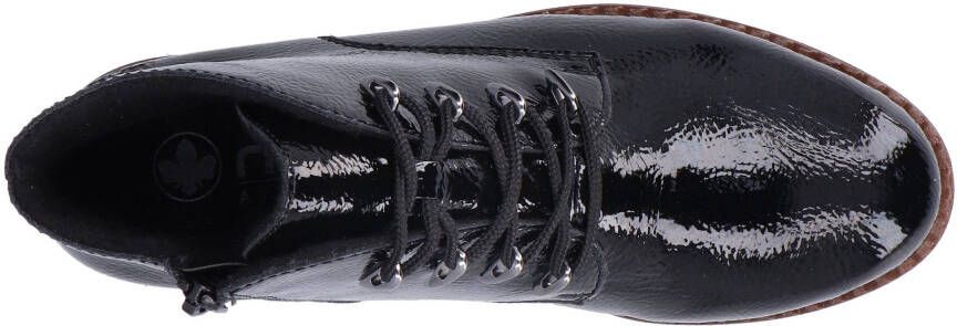 Rieker Plateaulaarsjes veterschoenen enkellaars wedge laarzen met aantrek-lus in glanzend look